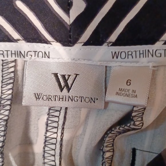 Pants Worthington clam diggers black and white with pattern -size 6- - Picture 3 of 6